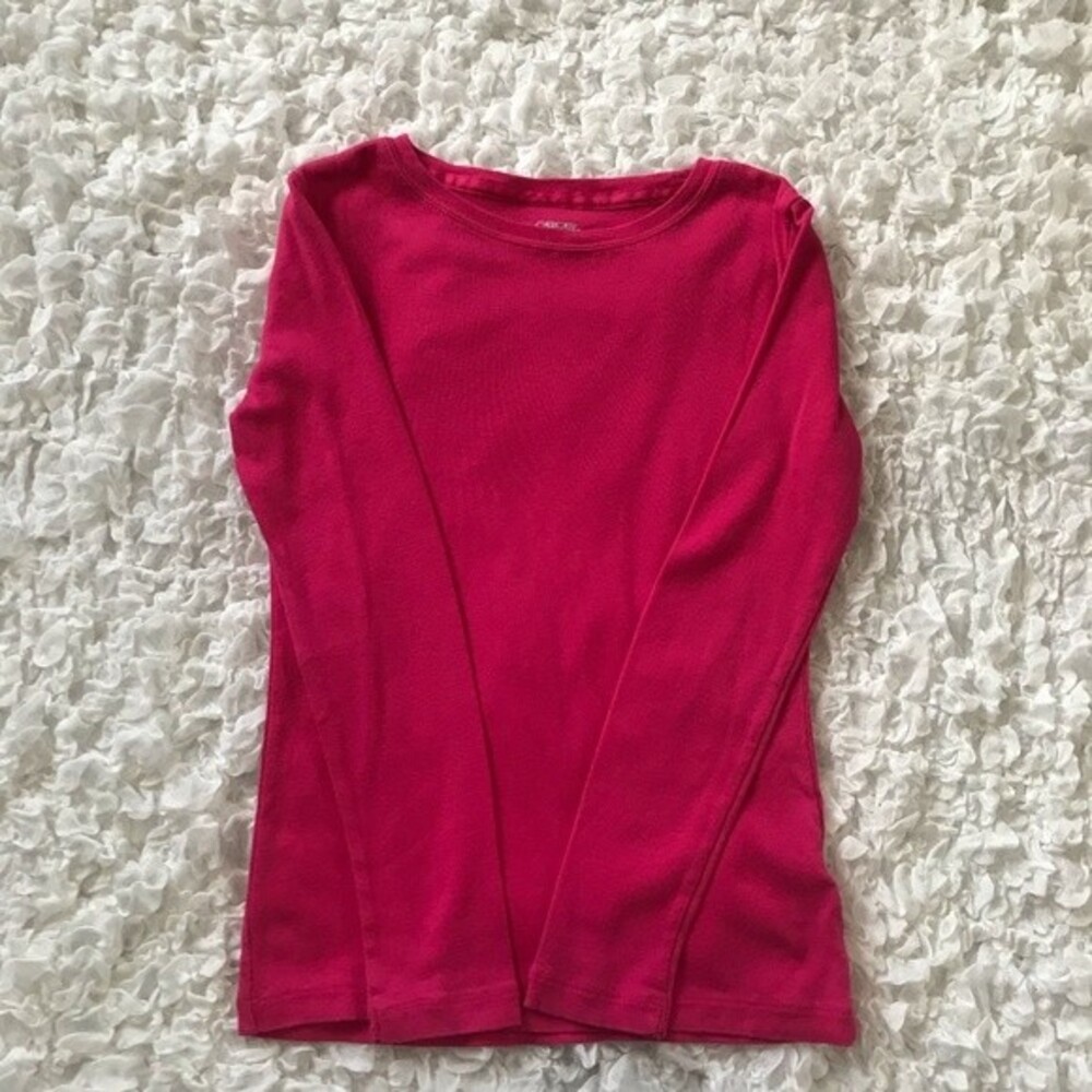 Cherokee little girls top  dark pink  long sleeve crew neck top size M